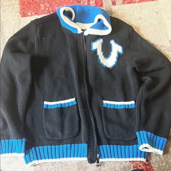 True Religion Other - True Religion Black Jacket with Blue and White Design